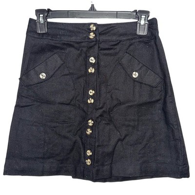 NWOT Mine Black Preppy Rocka Billy Summer Skirt Button Front Blair Waldorf S