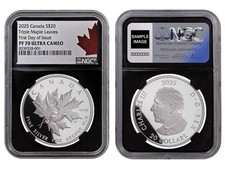 2025 Canada Triple Maple Leaf 1 oz Silver Gem Proof with NGC PF70 UC FDOI