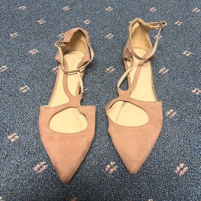 Forever 21 Pink Ballet Flats Womens Size 8 Pointed Toe Open Ankle Buckle Strap