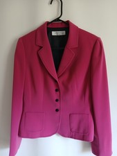 Women's Tahari Lined Deep Rose Magenta Black Accents Buttons Jacket/blazer Sz8