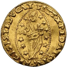 GOLD Italy Venice 1545-1553, Francesco Dona 1Z Zecchino Ducat Jesus Coin, NGC AU