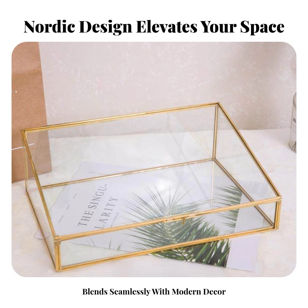 Scatola Portagioie In Vetro Con Fiore Immortale - Portafedi Per Matrimonio O Decorazione Nordic Design