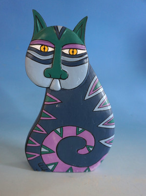Vintage Design Figur Holzfigur Katze Wood Cat Laurel Burch Holz 30cm (F025-1262)