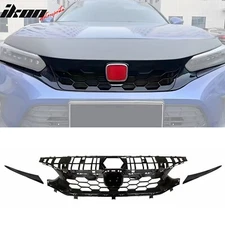 For 22-24 Honda Civic Hatchback & Si OE Style Front Upper Grille Gloss Black ABS