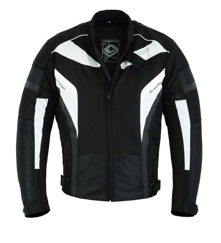 Damen Textil-Motorradkombi 600D Wasserdicht - Touringkombi Mit CE Protektoren Schwarz/Weiß