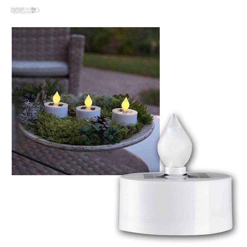 3er Set Solar Teelicht Kerzen, Mini LED Kerze mit Lichtsensor, für Innen & Außen