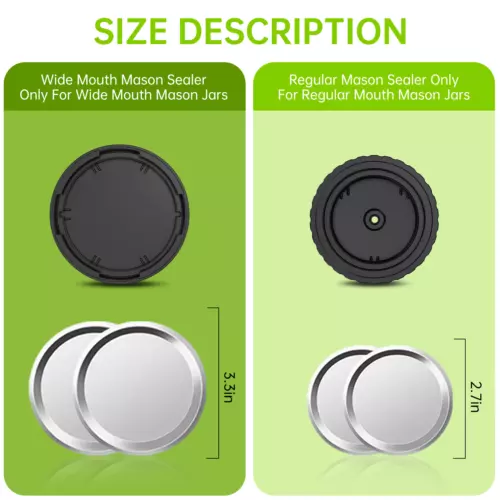 Electric Mason Jar Vacuum Ever Sealer Kit for Wide/ Regular Mouth Jars &10 Lids - Picture 8 of 11