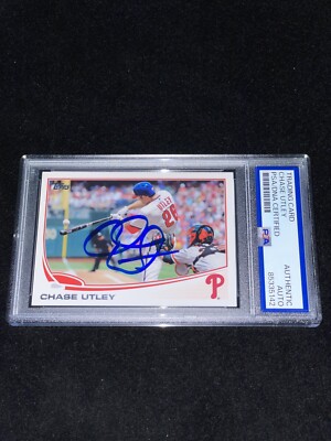 Chase Utley Signed 2013 Topps Baseball Card PSA Slabbed Philadelphia Phillies