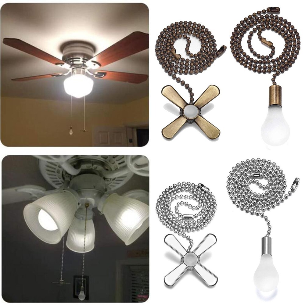 Beaded Ceiling Fan Pull Chain Extension with Light Bulb Cord-image