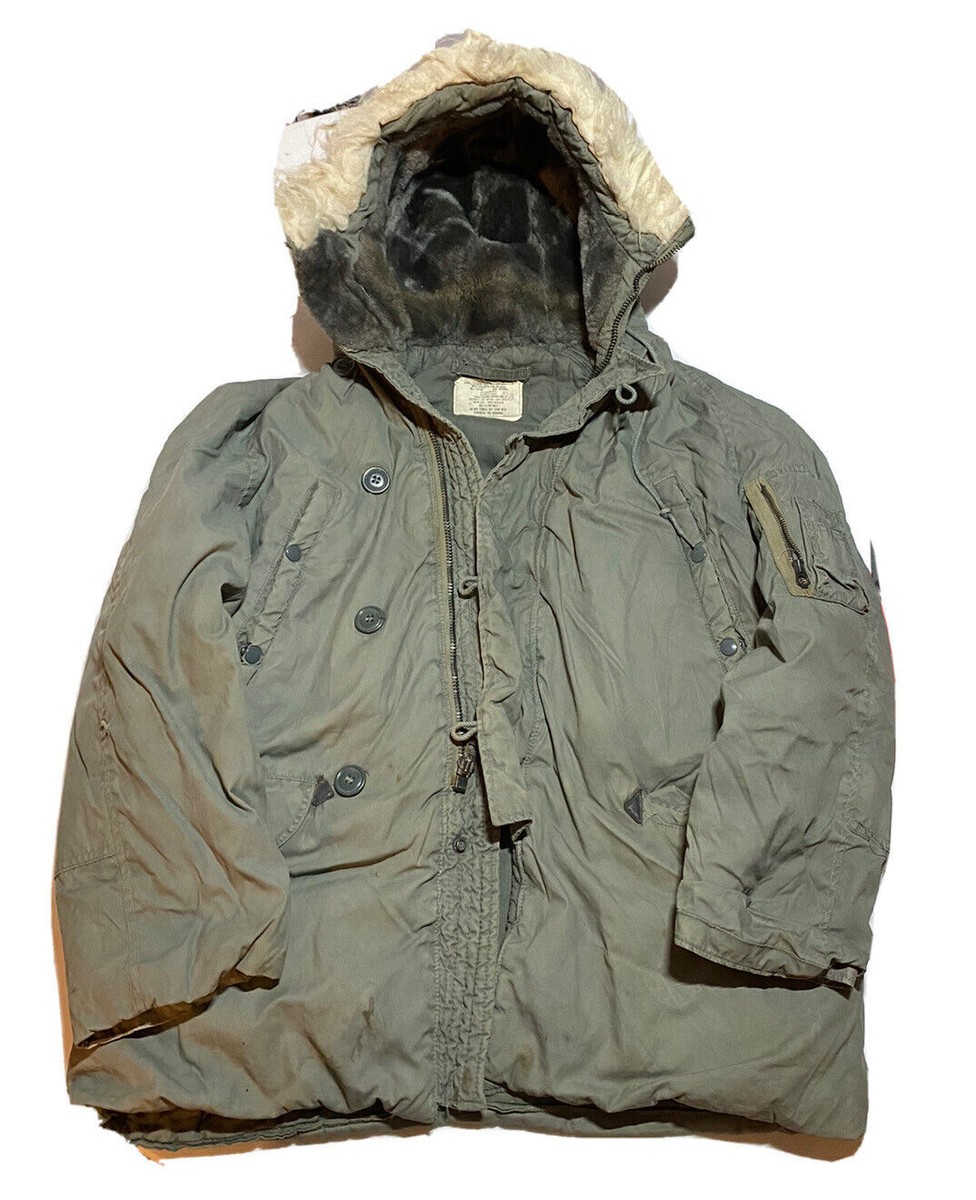 Vintage 70s N-3B Parka Mens Medium Military Coat USA Sage Vintage 70s N-3B Parka Mens Medium Military Coat USA Sage