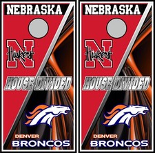 nebraska  broncos house divided 0511 cornhole board vinyl wraps