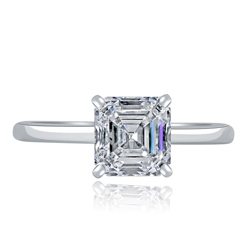 IGI 2.05 Carat D-VS1 Lab Grown Asscher Cut Diamond Solitaire Ring 14k White Gold - Photo 8 sur 10