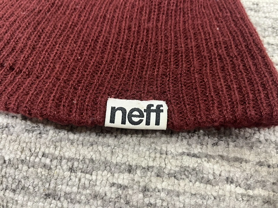 NEFF Gorro Granate Rojo Borgoña Acanalado Tejido Gorra de Nieve Burdeos Vino Unisex Foto 3 de 4
