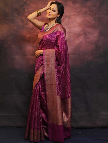 Saree Banarasi In Seta Morbida Indiana Per Matrimonio Festa Saree Banarasi In Seta Morbida Indiana Per Matrimonio Festa