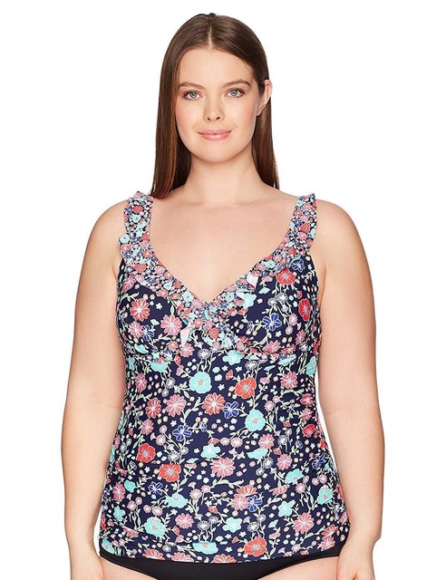 anne cole tropical floral surplice swimdress