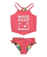 Tommy Bahama 2T Girls 2 Pc Reversible Tankini Swimsuit Paradise Please Pink
