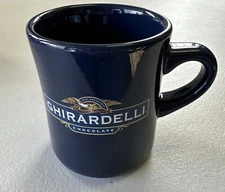 Blue Ghirardelli CHOCOLATE Coffee Mug Logo Hot Coco/Coffee Cup Rare Color