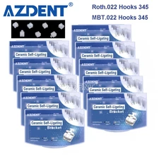 AZDENT Dental Self-Ligating Ceramic Bracket Braces MBT Roth 0.022 Hooks 345