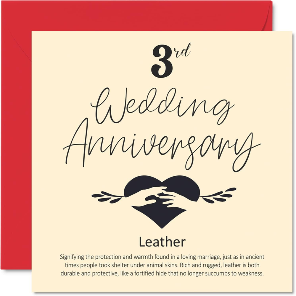 3Rd Anniversary Card for Husband Wife Boyfriend Girlfriend - 3Rd Wedding Anniver