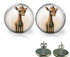 Cute Giraffe Girls Stud Earrings in 3 Sizes Handcrafted Photo Jewelry
