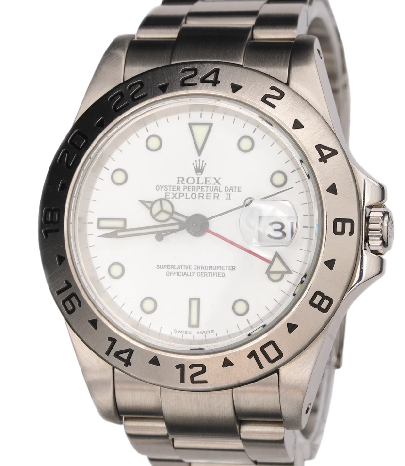 Reloj Rolex Explorer II de acero inoxidable para hombre 40 mm SEL Oyster con esfera blanca 16570