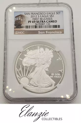 2012-S Proof American Silver Eagle First Releases San Francisco Set NGC PF69
