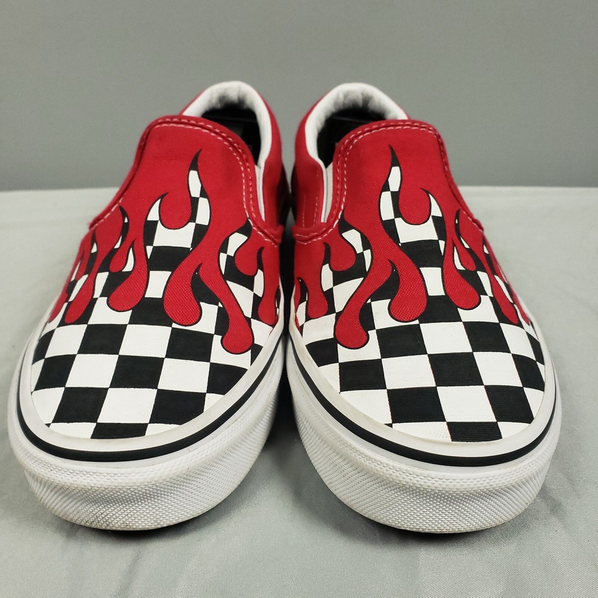 Vans Checker Flame Classic Slip On Shoes Men 6 Red Black Vans Checker Flame Classic Slip On Shoes Men 6 Red Black