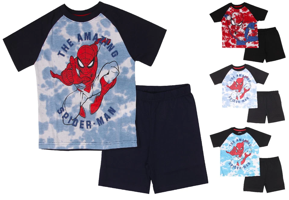 LABEL CUTTERS JUNGEN FIGUR KURZER PYJAMA EX STORE 2-TEILIG NACHTWÄSCHE PJ-SETS SPIDER-MAN NEU