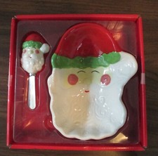 SANTA CHRISTMAS CENTERPIECE BOWL WITH SPREADER IN BOX MAINSTREET COLLECTION MIB