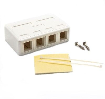 4 Port Cat6 Cat5E RJ45 Network Blank Surface Mount Box For Keystone Jack Insert