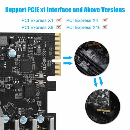 High-Speed USB3.1 PCIE Card with 7 Ports, 4 Type-A and 3 Type-C for Desktop - Picture 4 of 14