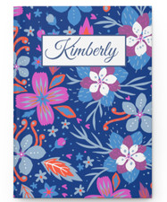 Custom Blue Flowers Journal, Personalized Floral Notebook, Hardcover Blank Diary