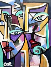 CORBELLIC EXPRESSIONISM 16X20 PURPLE PRISM CUBIST FINE ART HOME INTERIOR DESIGN