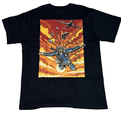 Xticca Black Graphic T-Shirt Streetwear Skydiver Art Tee XL Independent Brand