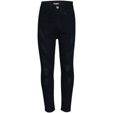 Kids Boys Stretchy Jeans Ripped Jet Black Denim Skinny Pants Jeans Trousers 5-13