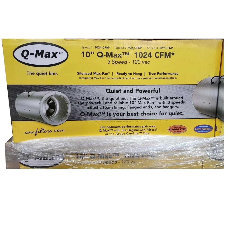 New Can Fan Q-Max 10" 1024 CFM Inline Exhaust Ventilation Hydroponics Grow - Image 3 of 3
