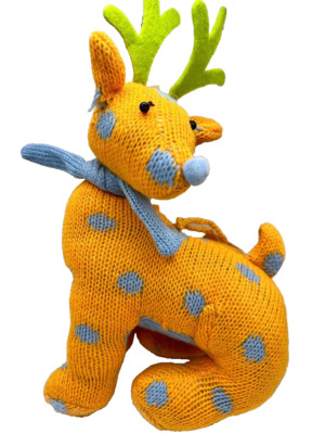RAZ Imports Knit Giraffe Ornament/Decoration Orange Blue READ