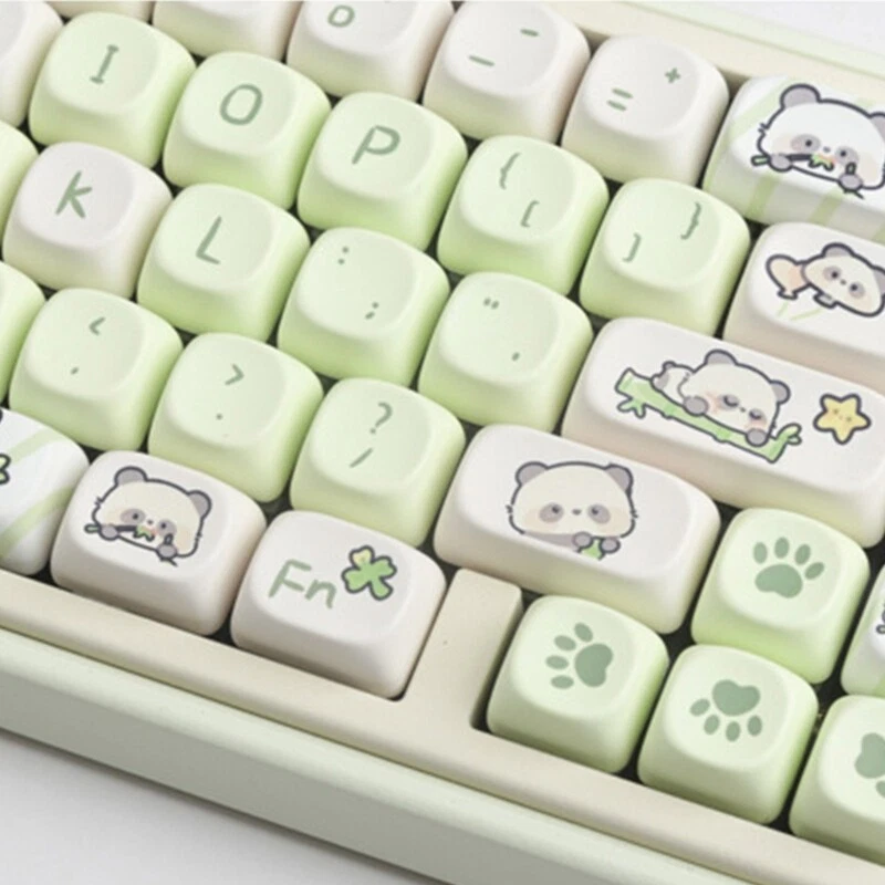 Milky Green Panda PBT Mechanical Keyboard Keycaps 137Keys MOA Theme