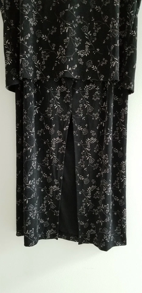 Blusa y falda larga con flores blancas y negras de 2 piezas de moda Bug para mujer  Foto 4 de 4