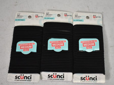 Lot of 3 Scunci No Damage All Day Medium Hold Hair Elastics Black 90 Total