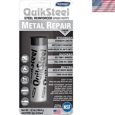 Versatile TRI QuikSteel Steel Reinforced Epoxy Putty in Gray - 2 oz Blister Pack