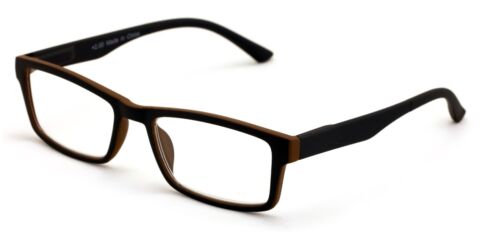 Herren rechteckige Leser weich matt Lesebrille Federscharnier gummiert schwarz - Bild 3 von 15