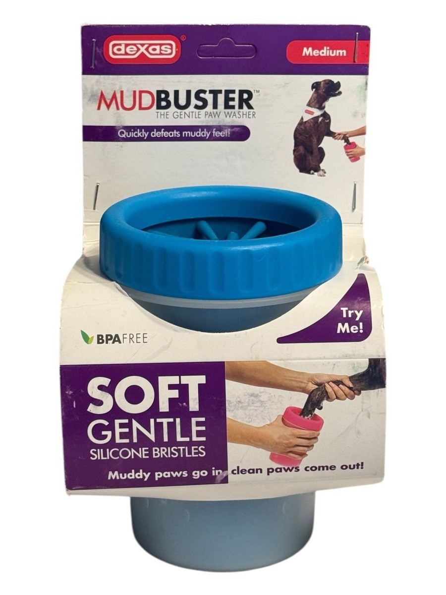 Dexas MudBuster Portable Dog Paw Cleaner, Medium, Blue - For Clean