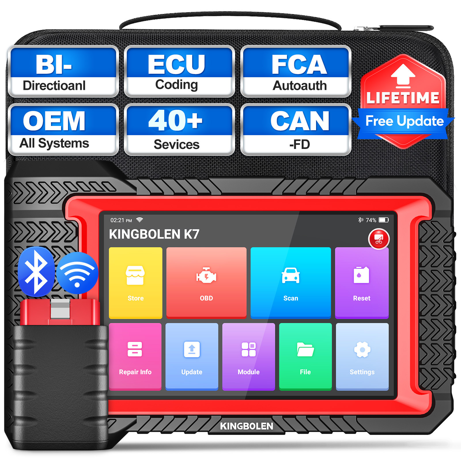 KINGBOLEN K7 Elite OBD2 Scanner All System Car Diagnostic ECU Key Coding CANFD