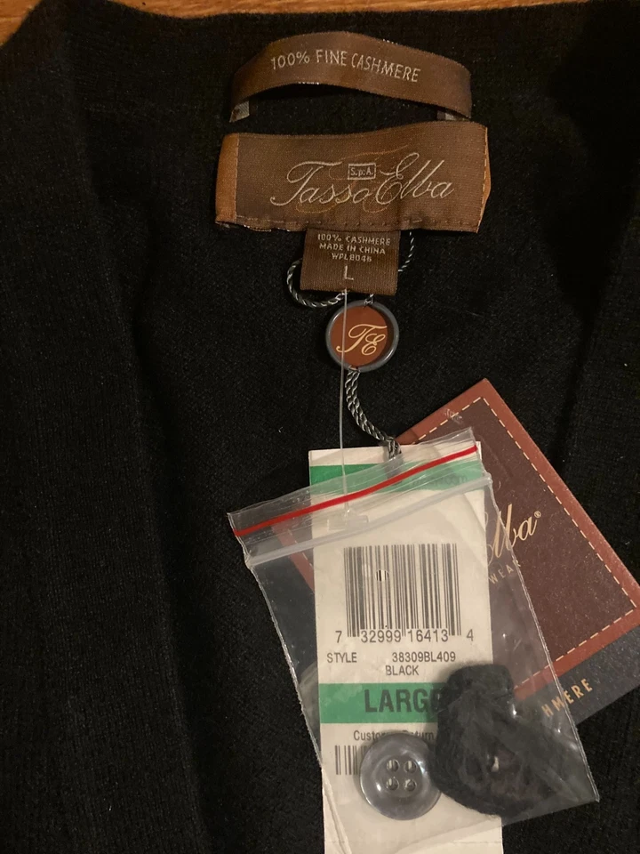 Suéter cárdigan de cachemir negro Tasso Elba Foto 2 de 2