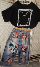 coole seidige MICKY MAUS Marlene- SchlupfHose*GummiBund*ITALY*JeansPrint*Gr40-44