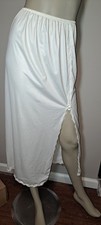 Vtg Off White Long Formal Half Slip Cute Lace High Slit S M