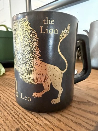Vintage Federal Glass Black Leo Zodiac Lion Ceramic Coffee Tea Mug