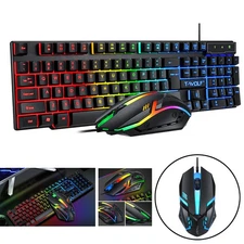 Gaming Keyboard and Mouse Combo - LED Backlit RGB Keyboard - Desktop Keyboard US