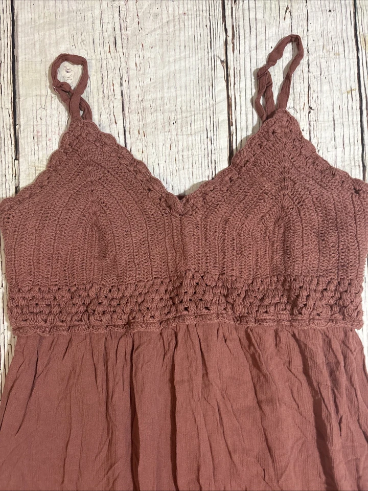 Maxi Vestido BLUSH Para Mujer Calado Largo Correa Espagueti Crochet Rosa Talla 1X Foto 3 de 4